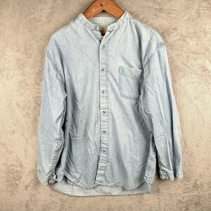 Great Land Denim Shirt Mens XL Blue Jean Button Casual Grunge Grandpa 90s VTG